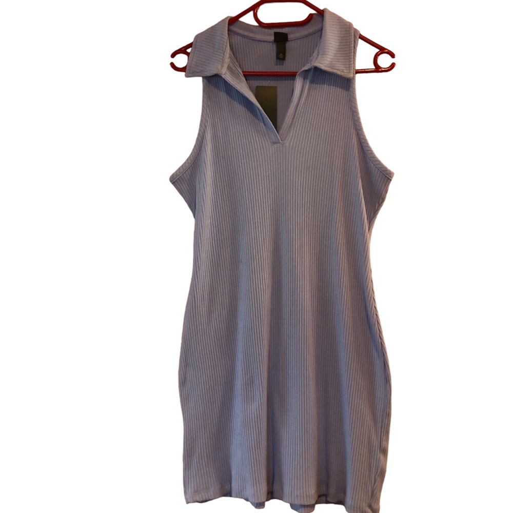 wild fable Lavender Blue Ribbed Polo Tank Dress